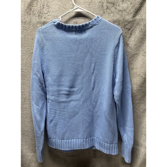 Lands’ End Women’s Drifter Sweater Large T 14-16 Light Blue Cable Knit Pullover - Picture 4 of 4